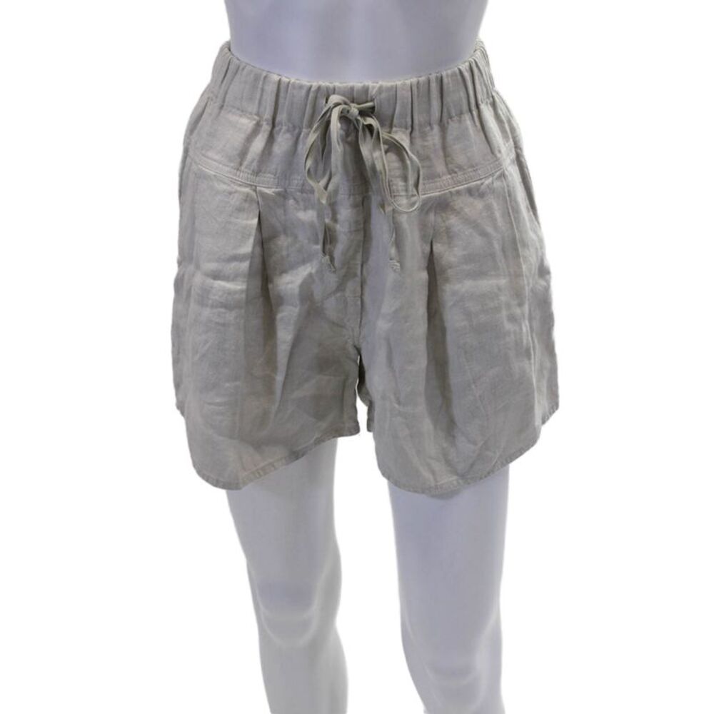 Kristensen Du Nord Womens Drawstring Mid Rise Linen Short Shorts Gray Size 0